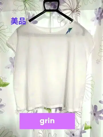 grin 그린 자수 블라우스 T셔츠 일본제 코튼 풀오버