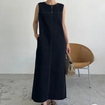 카프리슈 레마쥬 데님 I 라인 원피스 블랙 프리 사이즈