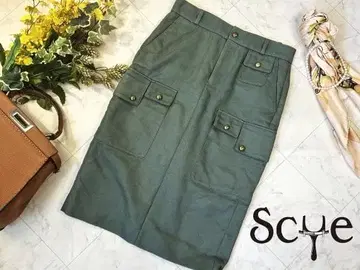 Scye 사이 일본제 고급 프로덕트 카키 타이트 스커트 무릎 기장