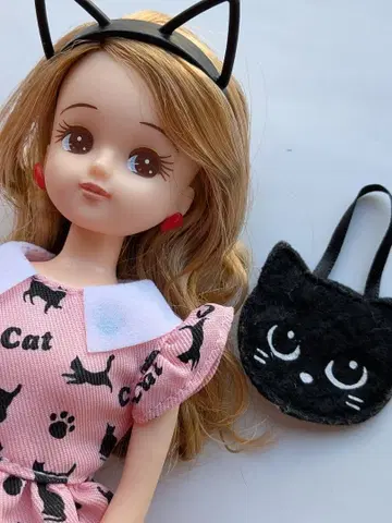 리카짱 캐슬 일본제, 투톤 헤어 컬러, 고양이 스타일, 새상품급