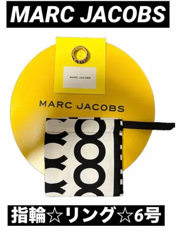MARC JACOBS 마크 제이콥스 로고 링 반지 블랙 골드 6호