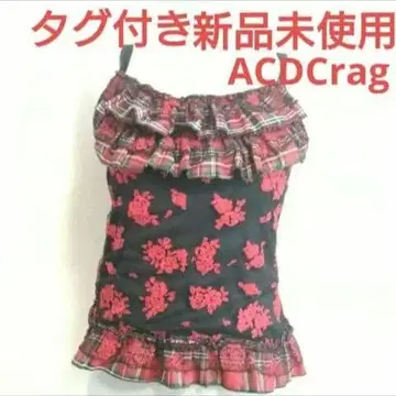 ACDCrag 슬리브리스 프릴 체크 무늬 꽃무늬