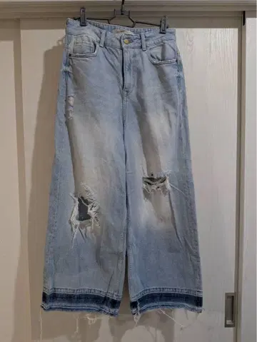 ZARA Z1975 데미지 와이드 데님 코튼