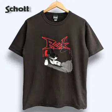 [ 새상품급 ] Schott T셔츠 Rock 미키마우스 브라운