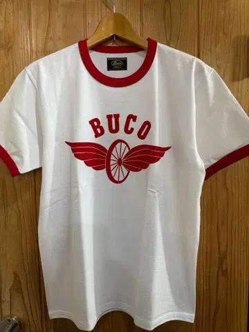 리얼 맥코이 BUCO 링거 T셔츠 화이트 레드