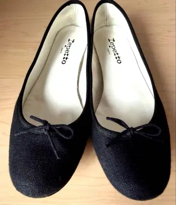 Repetto 레페토 샌드린 린넨 혼방 발레 슈즈 블랙 37 1/2