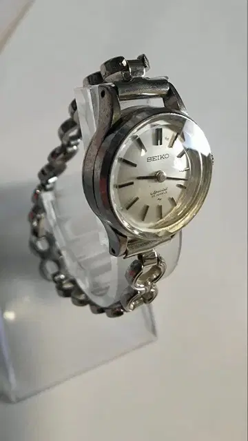 SEIKO 수동 와인딩 시계 여성용 화이트 골드 필드 작동 미확인