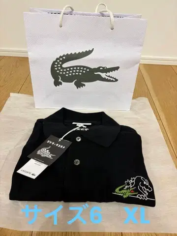 LACOSTE 고질라 콜라보 피케 셔츠 블랙 XL