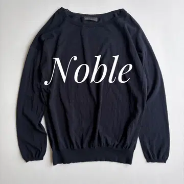 NOBLE 네이비 이탈리아 실 코튼 100% 풀오버 썸머 니트