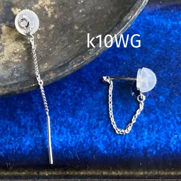 [일본제] 체인 후프 귀걸이 화이트 골드 K10WG