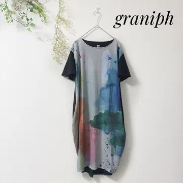 그라니프 graniph 피스 오브 이매지네이션 수채화 원피스 T셔츠