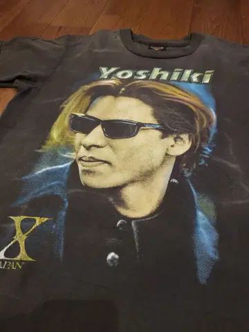 X-Japan 빈티지 YOSHIKI 밴딩 티셔츠 페이드 보로