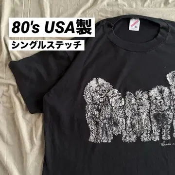 80's Linda Lori 빈티지 T셔츠 개 USA XL 양면 프린트