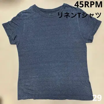 45RPM 인디고 염색 T셔츠 네이비 나염 린넨 100% 린넨T셔츠