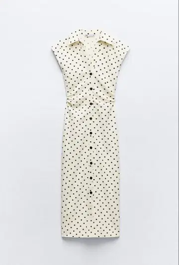 린넨 블렌드 폴카 도트 미디 원피스 zara 자라