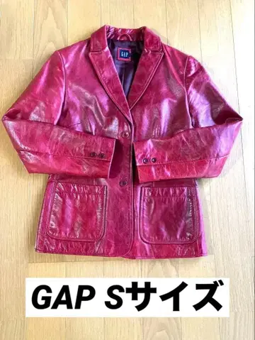 갭 GAP 가죽 자켓 테일러드 자켓 소가죽 빨간색 S