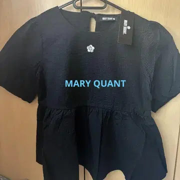 MARY QUANT 반팔 더블 리본 페플럼 블라우스 (블랙)