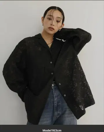 hellam 헤람 자수 시어 오픈 카라 셔츠 새상품 미사용