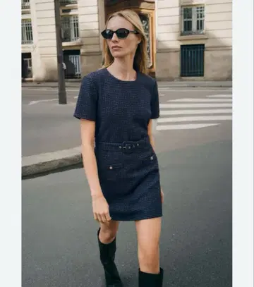 ZARA 벨트 포함 트위드 원피스