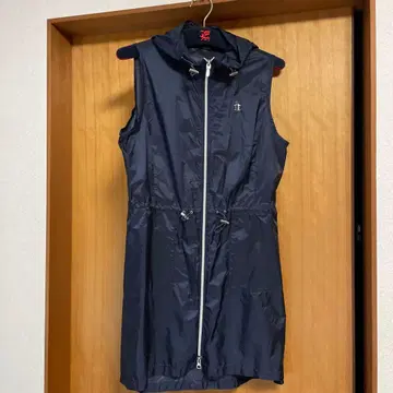 Munsingwear 후드 부착 롱 베스트 네이비