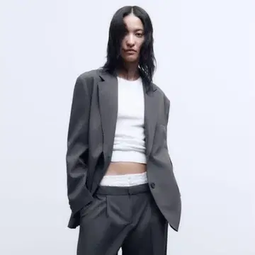셋업 수트 테일러드 더블 허리