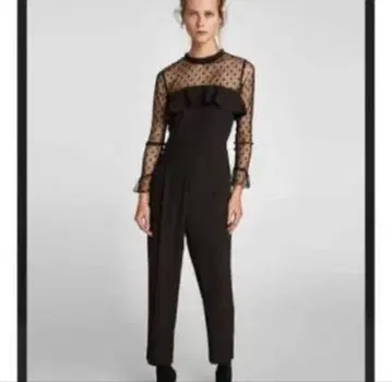 ZARA 도트 무늬 시스루 올인원 블랙