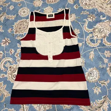 D&G 보더 무늬 슬리브리스 티셔츠