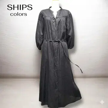SHIPS Colors 린넨 100% 7부 소매 롱 셔츠 원피스 F