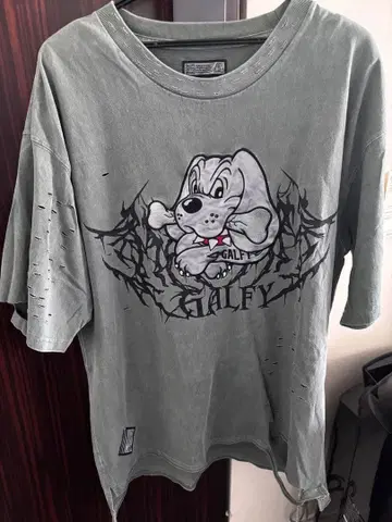 갈피 티셔츠 중형견 그레이 데미지 GALFY