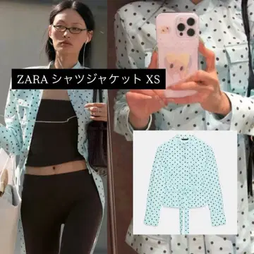 ZARA 셔츠 자켓 도트 터콰이즈 블루 (XS 사이즈)