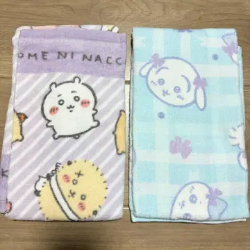 새상품 치이카와 페이스타월 2장 세트 하치와레 토끼 모몽가 리본 백목