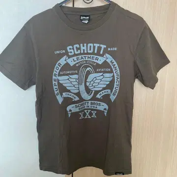 Schott N.Y.C. 로고 프린트 T셔츠 카키 S 사이즈