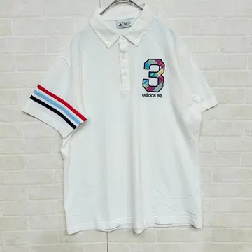 컨디션 최상 아디다스 골프 반팔 버튼 다운 셔츠 화이트 남성용 L