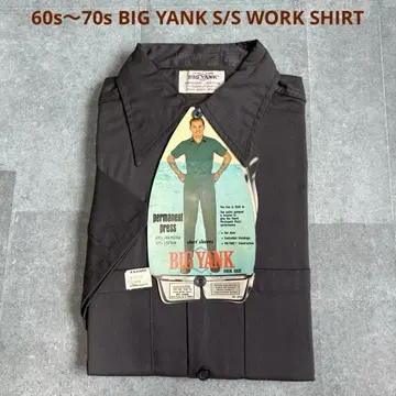 [데드스탁] 60s~70s 빅양크 반팔 워크 셔츠 밴드 포함 S
