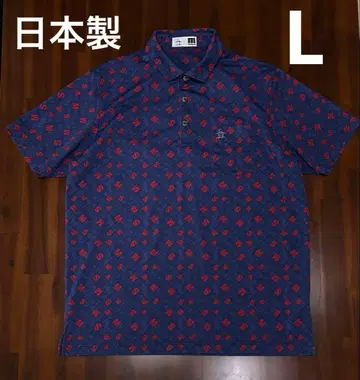 Munsingwear 올 패턴 로고 피케 셔츠 L 일본제 골프웨어 반팔