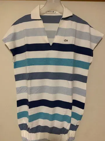 미사용 새상품 LACOSTE 프렌치 슬리브 피케 셔츠 보더 무늬 36