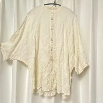 NATURAL LAUNDRY 오부 소매 셔츠 화이트