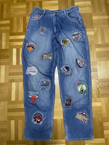 90s NBA 데님 팬츠 올팀 로고 자수