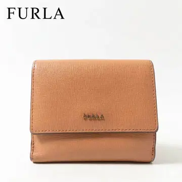 FURLA 훌라 접이식 지갑 핑크 베이지 천연 가죽 가죽 미니 지갑