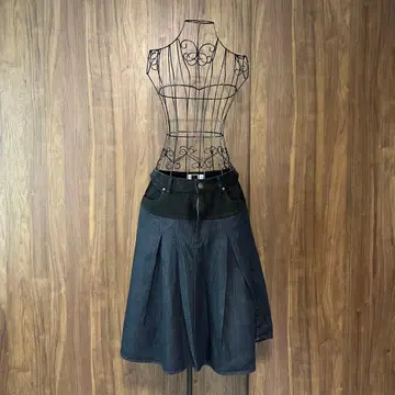 ZARA 컬렉션 L size 바이컬러 데님 플레어 스커트