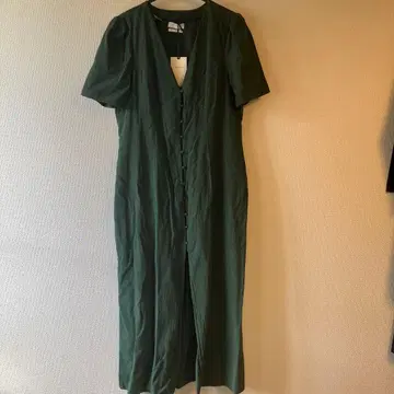 미사용 ZARA WOMAN 프론트 버튼 원피스 다크 그린 L