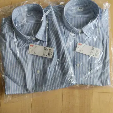 UNIQLO EFC 브로드 스트라이프 셔츠 긴팔 블루 M 사이즈 2장