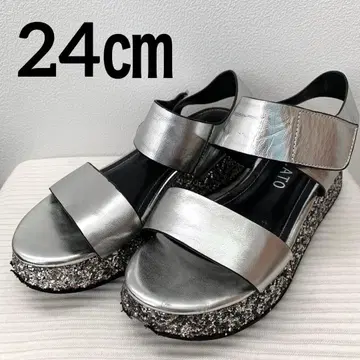 STACCATO 스타카토 글리터 밑창 샌들 통굽 블랙 24cm