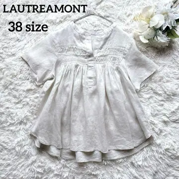 LAUTREAMONT 고급 린넨 100% 핀턱 블라우스 베이지 M 린넨