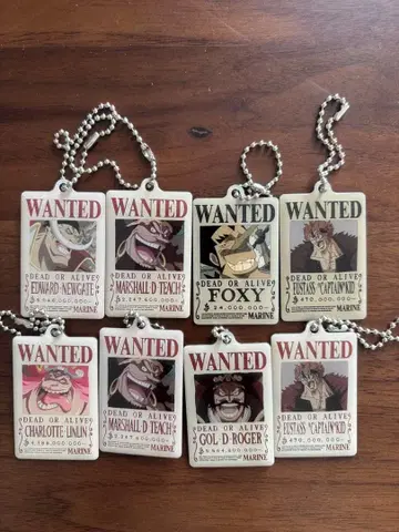 원피스 WANTED 현상수배 키링 8종 세트