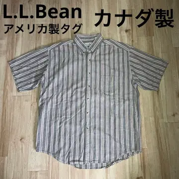 90s L.L.Bean 반팔 스트라이프 셔츠 코튼 100% L 사이즈