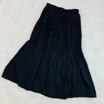 소소토 Sosotto 앤티크 새틴 셔링 플리츠 스커트 세탁 가능 블랙