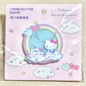 MINISO 치이카와 (먼작귀) 산리오 유동 아크릴 배지 하치와레 키티