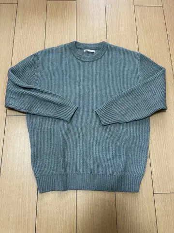 ZARA 크루넥 리브 니트 스웨터 그레이 M