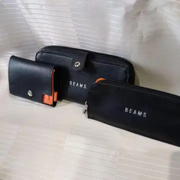 BEAMS 컴팩트 지갑 카드 케이스 코인 케이스 블랙